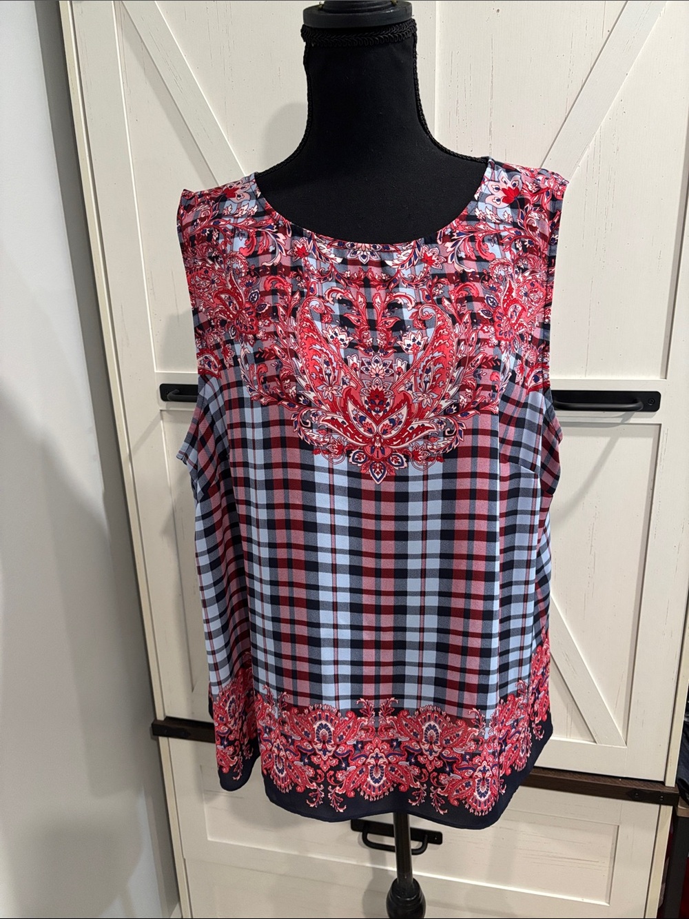 Talbots 🇺🇸 Red white and blue Plaid Sleeveless Tank Top